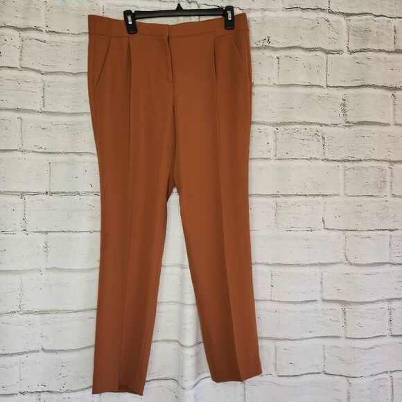 J. Crew Womens Brown Pleated High Rise Straight Leg Trouser Dress Pants Size 6 - Picture 1 of 13